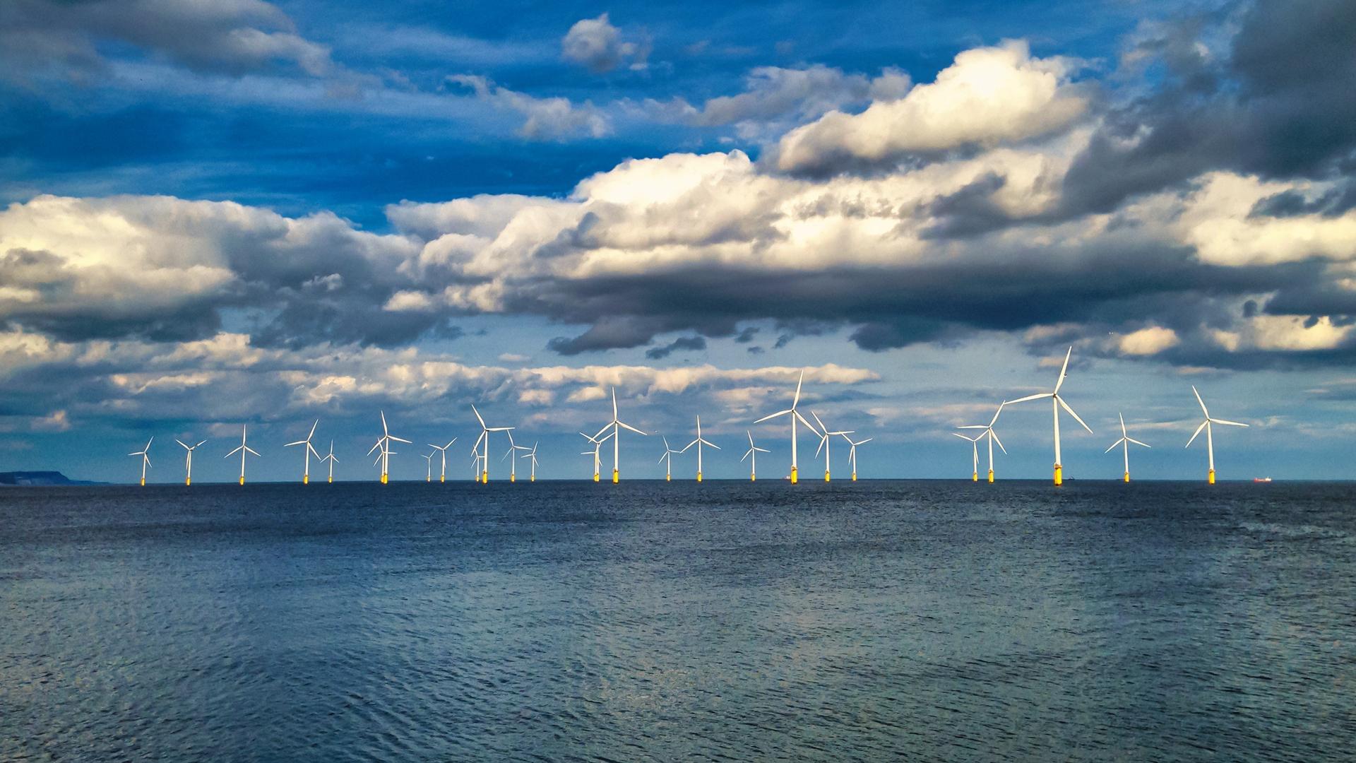 Offshore Wind Turbine in a Windfarm under construction off the England Coast; Shutterstock ID 1843845340; purchase_order: Susanne Wellington Hansen